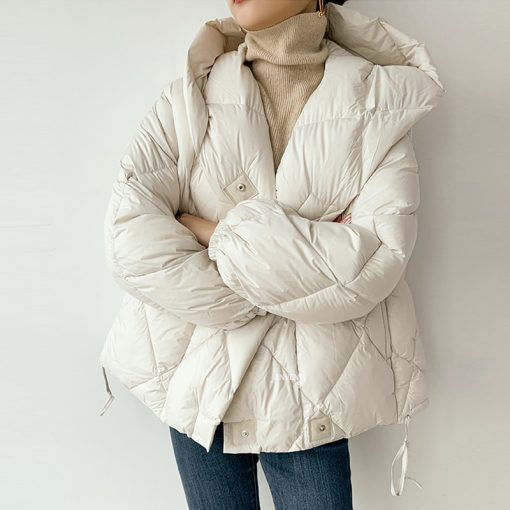 main image22022 Winter New Fashion 90 White Duck Down Short Jacket Women Thick Warm Loose Cocoon Type 1