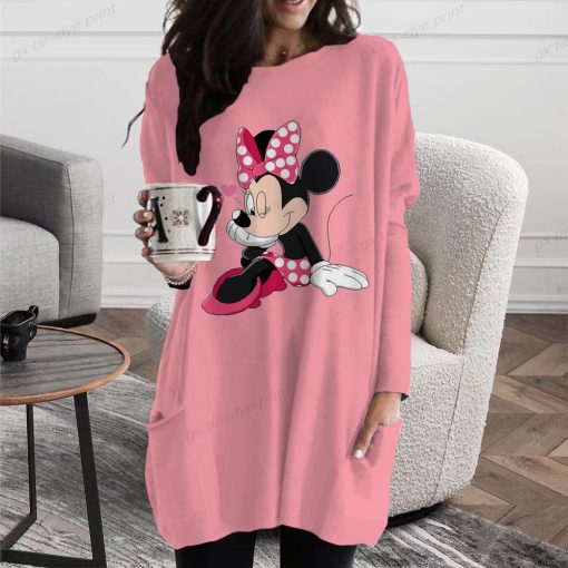 main image2Autumn Spring Plus Size Women Disney Minnie Mickey Mouse Print O Neck Long Sleeve Simple Y2K