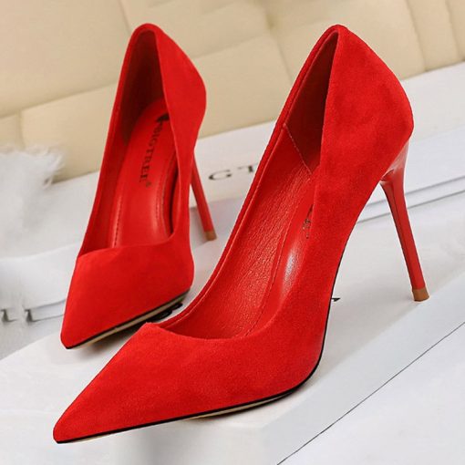 main image2BIGTREE Shoes 2023 New Women Pumps Suede High Heels Shoes Fashion Office Shoes Stiletto Party Shoes