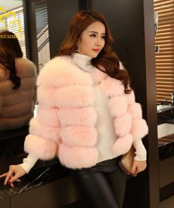 main image2FANPUGUIZHEN Women Coats Autumn Winter New Fashion Pink Faux Fur Coat Elegant Thick Warm Outerwear Fake
