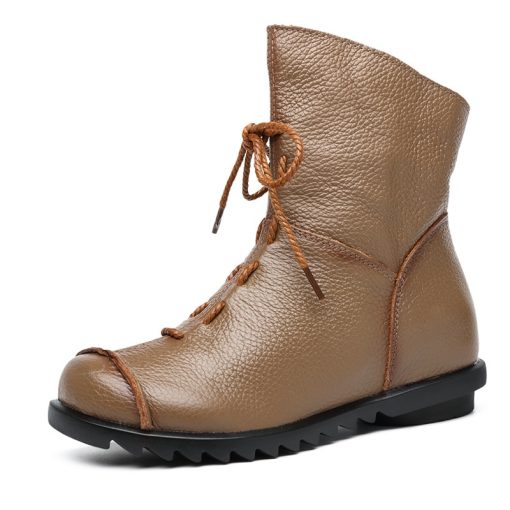 main image2Genuine Leather Women Winter Boots Fashion 2022 New Mid Calf Boot for Women Non Slip Rubber
