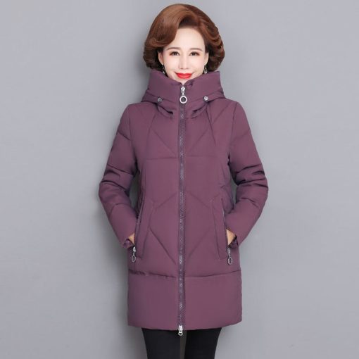 main image2Hooded Thick Down Jacket Female 2021 New Middle Aged Mother Cotton Winter Coat Grandmother Wear Plus