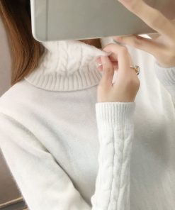 main image2Knitted Sweater Women 2021 Autumn Winter Korean Turtleneck Long Sleeve Pullover Female pink Knitwear