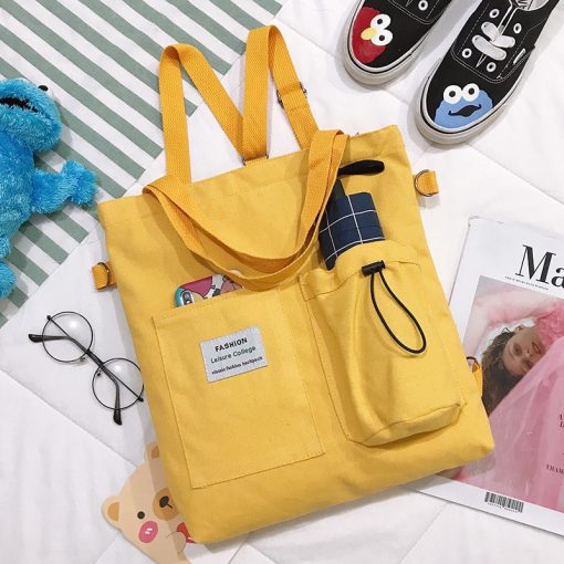 main image2Simple Women Package Print Cute Bear Canvas Bag Handbags Japanese Literary Shoulder Bag Casual Shopping Tote