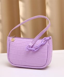 main image2Women s PU Solid Color Handbag Casual Women s Handbag Shoulder Bag Fashion Exquisite Shopping Bag