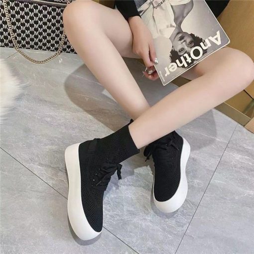 main image32022 Stretch Boots High top Socks Shoes Women Knitted Autumn Hollow Womens Shoes New High top