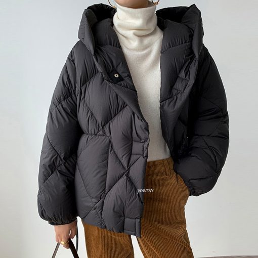 main image32022 Winter New Fashion 90 White Duck Down Short Jacket Women Thick Warm Loose Cocoon Type 1