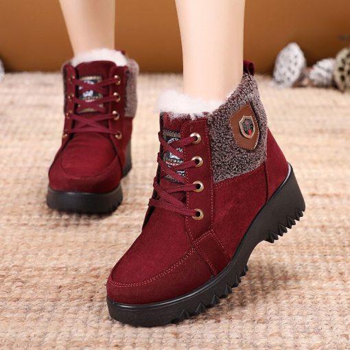 main image3Apanzu Women Boots Winter Keep Warm Quality Mid Calf Snow Boots Ladies Lace up Comfortable Waterproof