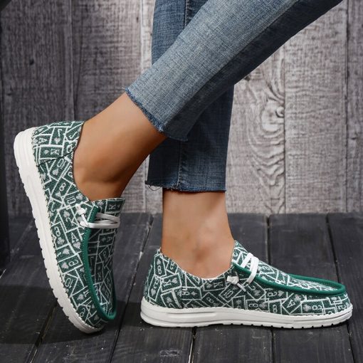 main image3Boho Jacquard Sox Shoes Woman Chic Canvas Sneakers Ladies 2022 New Stretch Loafers Ultralight Flat Lazy