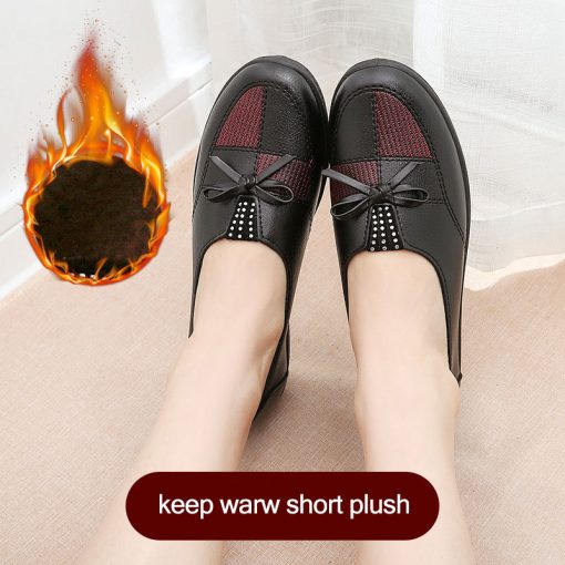main image3Cheap Female Shoes Leather Flats Women s Black Shoes Leisuer Woman Loafers Flats 2021 Fashion Classic 1