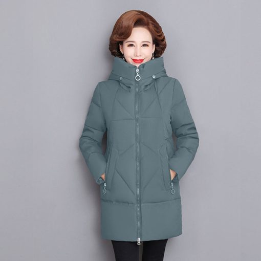 main image3Hooded Thick Down Jacket Female 2021 New Middle Aged Mother Cotton Winter Coat Grandmother Wear Plus