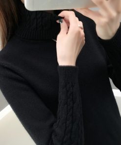 main image3Knitted Sweater Women 2021 Autumn Winter Korean Turtleneck Long Sleeve Pullover Female pink Knitwear
