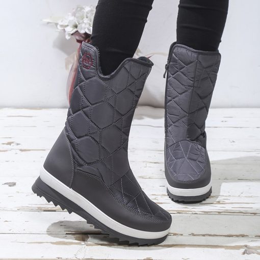 main image3Thick Warm Plush Snow Boots for Women Winter 2022 Chunky Platform Mid Calf Boots Women Casual