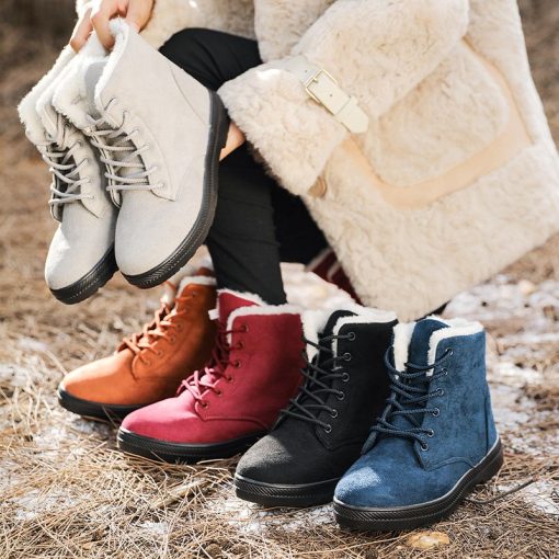 main image3Warm Women Boots New Winter Pulsh Snow Boots Women Shoes Comfort Lightweight Ankle Flat Boots Female
