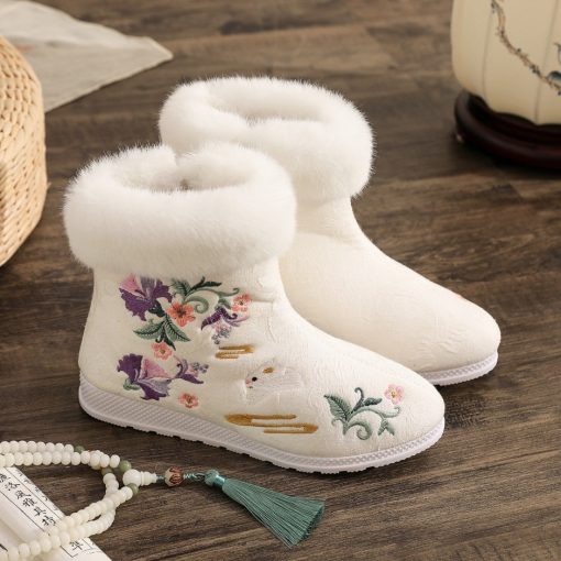 main image3Winter Boots Women s Shoes Fashion Ethnic Style Embroidered Short Boots Women Warm Snow Shoes Female