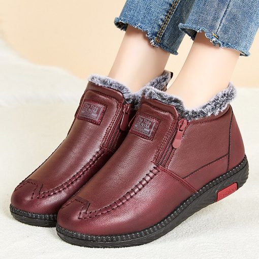 main image3Winter Warm Women Ankle Boots 2023 Casual Shoes Plush Fleece Waterproof Solid Color Zipper Concise Female