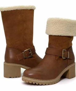 main image3Winter Women Boots Warm Platform Fashion Boots Ladies Plush Shoes Buckle Strap Thick Sole Cowboy Boots