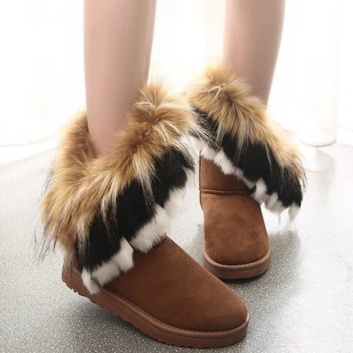 main image3Women Fur Boots Ladies Winter Warm Ankle Boots for Women Snow Shoes Style Round toe Slip