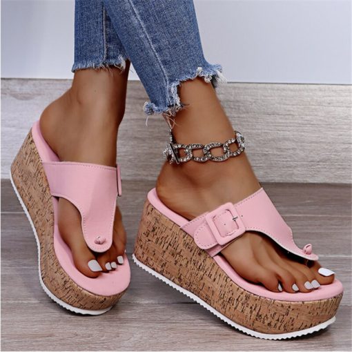 main image3Women Summer Flip Flops Shoes Female Wedge Platform Sandal 2022 Ladies 7 5cm Thick Bottom Casual