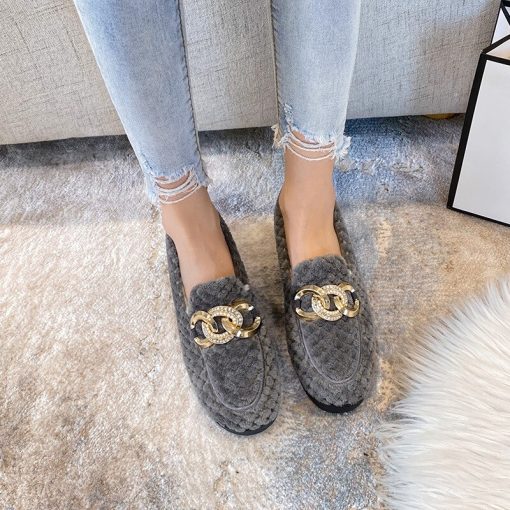 Women’s Fall Winter Plush Flat Loafers – Miggon