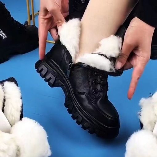 main image42022 Autumn Women Shoes New Winter Plus Velvet All match Thickened Warm Fur Boots Cotton Boots