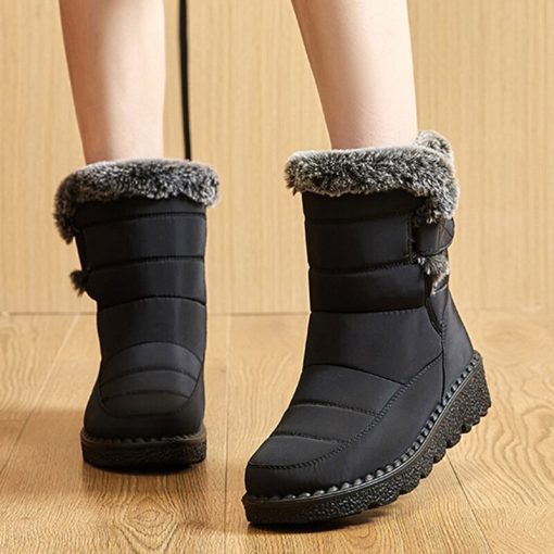 main image42022 New Women Waterproof Snow Boots Winter Warm Rabbit Fur Ankle Boots Female Platform Non Slip