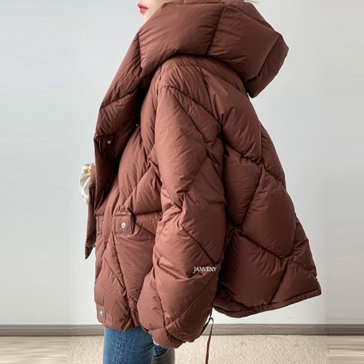 main image42022 Winter New Fashion 90 White Duck Down Short Jacket Women Thick Warm Loose Cocoon Type 1