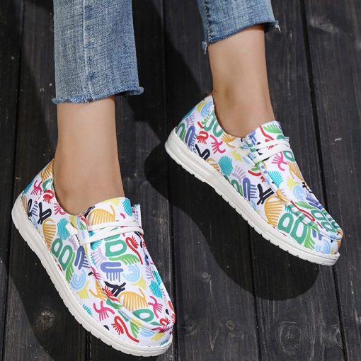 main image4Boho Jacquard Sox Shoes Woman Chic Canvas Sneakers Ladies 2022 New Stretch Loafers Ultralight Flat Lazy
