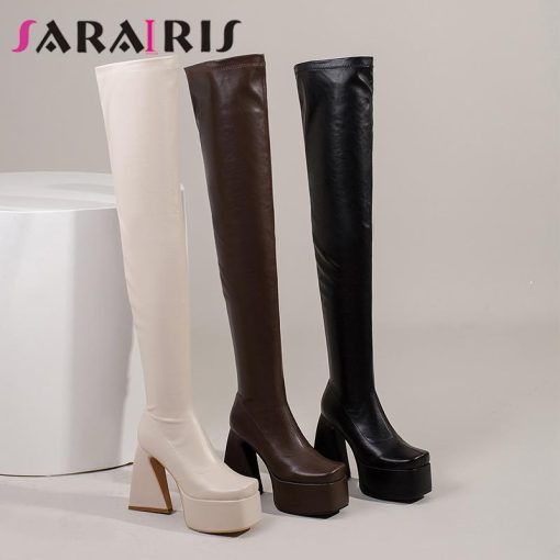 main image4Brand New Autumn Women s Over The Knee Boots Platform Winter High Heels Motorcycle Thigh High