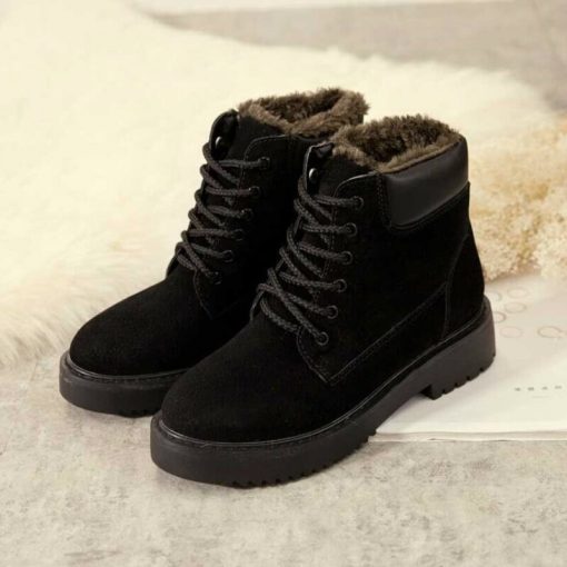 main image4England Winter 2022 Boots Snow Boots Ankle Platform Shoes Woman Fashion Lace Up Non slip Plush