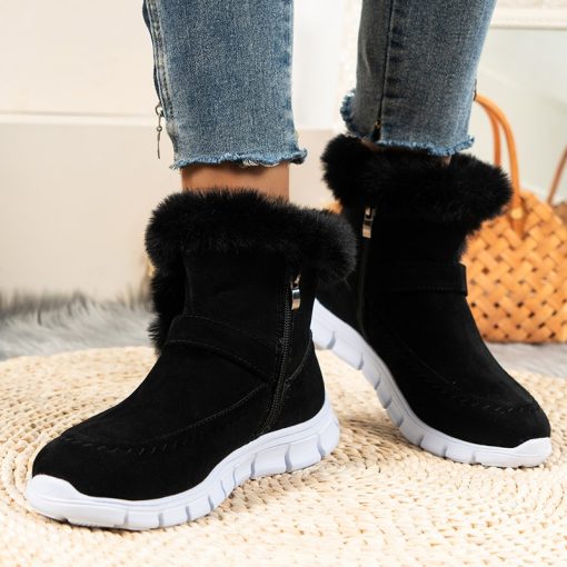 main image4Fashion Women s Thick Fur Snow Boots Non Slip Faux Suede Ankle Boots Woman Casual Plush