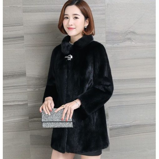 main image4Fur Coat 2022 Winter Lady Jacket Imitation Mink Fur Stand Collar Short Casual Women Clothing