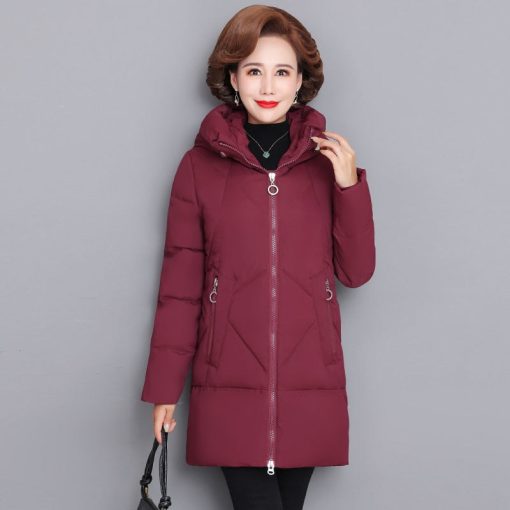 main image4Hooded Thick Down Jacket Female 2021 New Middle Aged Mother Cotton Winter Coat Grandmother Wear Plus