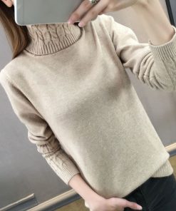 main image4Knitted Sweater Women 2021 Autumn Winter Korean Turtleneck Long Sleeve Pullover Female pink Knitwear
