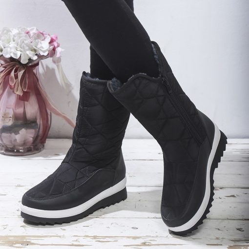 main image4Thick Warm Plush Snow Boots for Women Winter 2022 Chunky Platform Mid Calf Boots Women Casual
