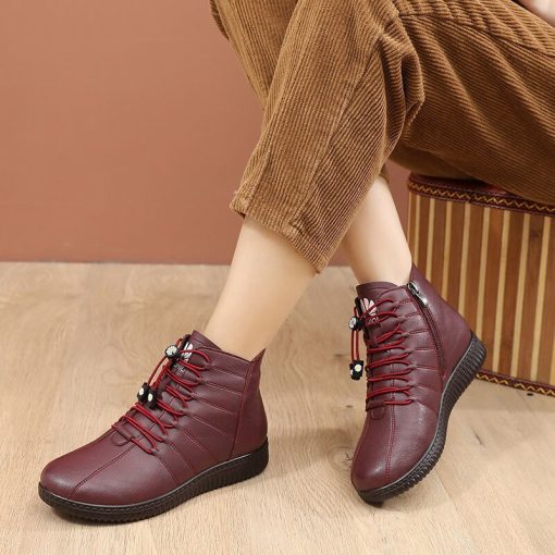 main image4Waterproof ankle boots for women winter leather moccasins warm plush snow shoes for woman leisure casual