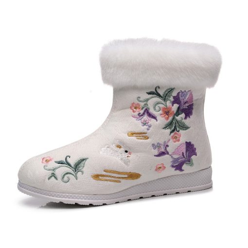 main image4Winter Boots Women s Shoes Fashion Ethnic Style Embroidered Short Boots Women Warm Snow Shoes Female