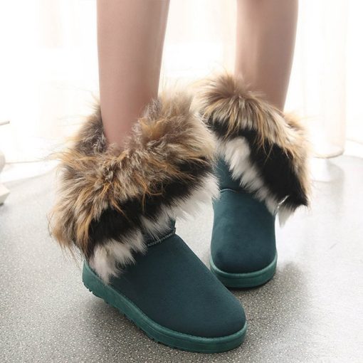 main image4Women Fur Boots Ladies Winter Warm Ankle Boots for Women Snow Shoes Style Round toe Slip
