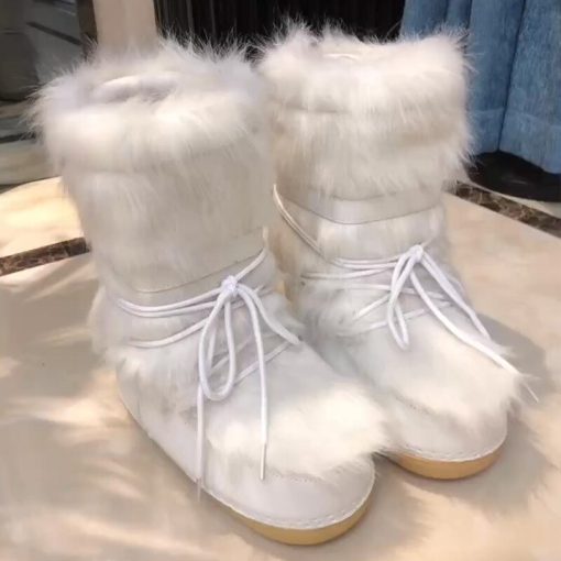 main image52022 Autumn Winter European American Fashion Space Boots Furry Moon Shoes Snow Boots Women Plus Velvet