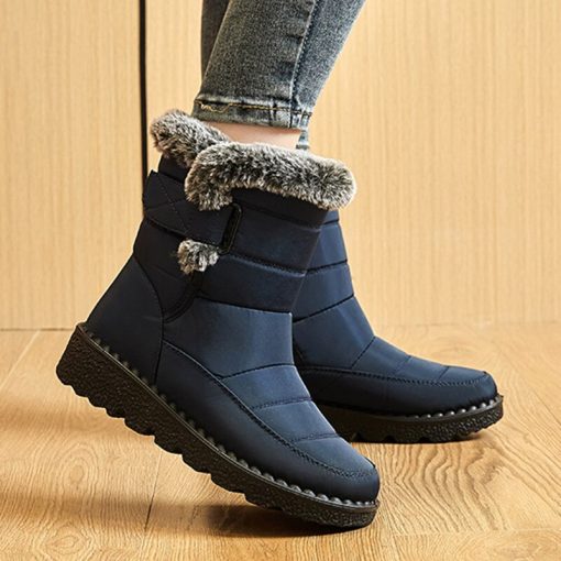 main image52022 New Women Waterproof Snow Boots Winter Warm Rabbit Fur Ankle Boots Female Platform Non Slip