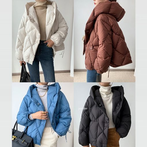 main image52022 Winter New Fashion 90 White Duck Down Short Jacket Women Thick Warm Loose Cocoon Type 1