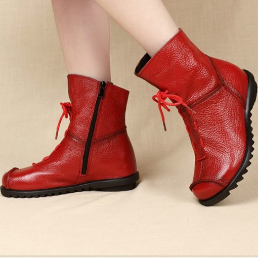 main image5Genuine Leather Women Winter Boots Fashion 2022 New Mid Calf Boot for Women Non Slip Rubber