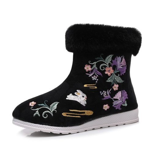 main image5Winter Boots Women s Shoes Fashion Ethnic Style Embroidered Short Boots Women Warm Snow Shoes Female
