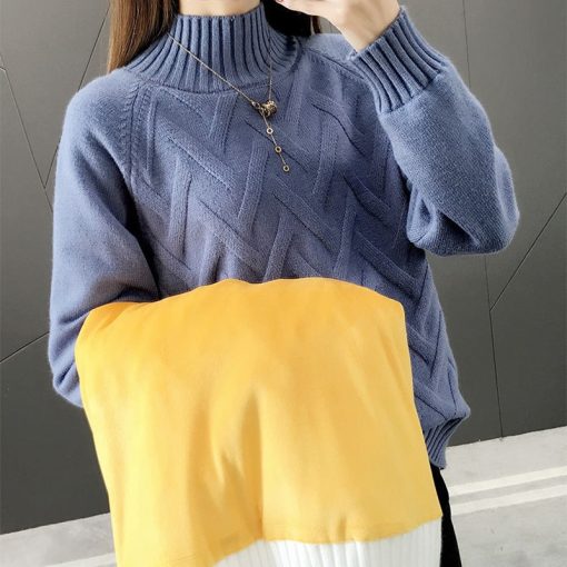 main image5Winter Thicken Plus Velvet Sweaters For Women Casual Warm Knit Pullovers Korean Fleece Lined Knitwear Ribbed