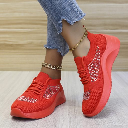 main image5Women Sneakers Women Casual Lace Up Wedge Sports Shoes Height Increasing Shoes Air Cushion Comfortable Platform