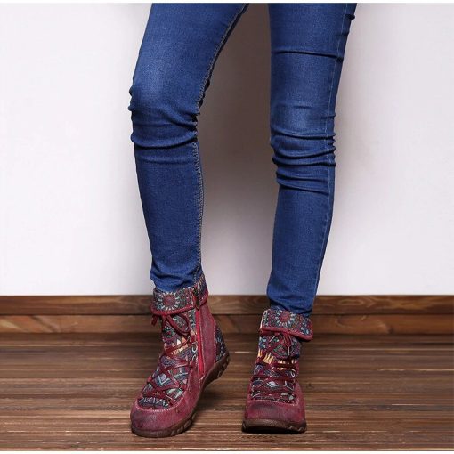 main image5Women s Ladies Retro Bohemian Style Ankle Zip Short Boots Booties Casual Shoes Women s Winter