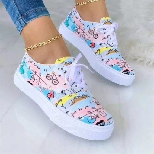 variant image02022 New Spring Fashion Canvas Shoes Women Mix Colors Ladies Lace Up Comfy Casual Shoes 36