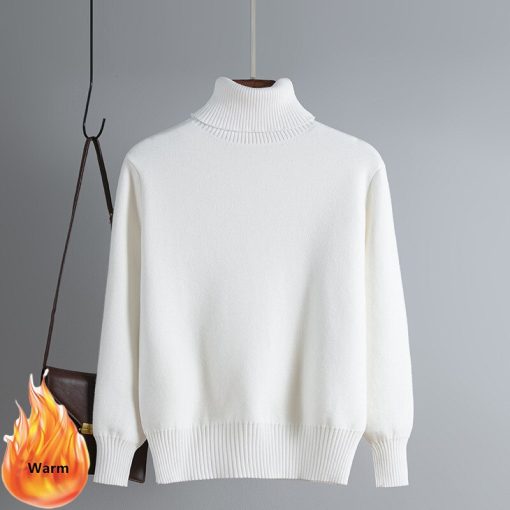 variant image02022 New Winter Turtleneck Sweater Women Slim Plus Velvet Thicken Warm Knit Pullover Korean Elegant Soft
