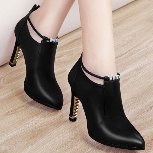variant image0Botas Mujer2019new Winter Boots Women Shallow Round Toe Red Women s Boots Thin Heels Zip Ankle