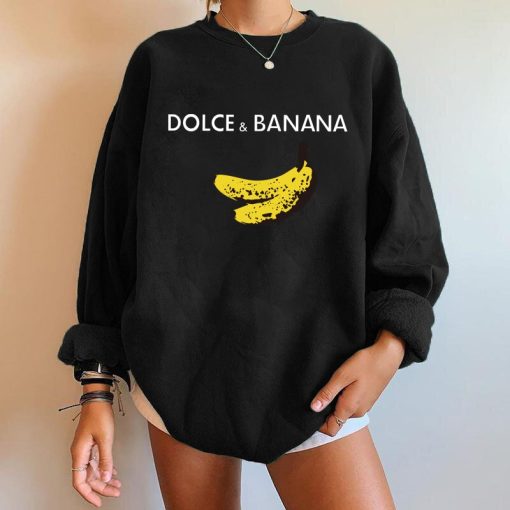 variant image0Dolce banana Print Women Sweatshirts Streetwear Round Neck Long Sleeve Drop Shoulder Loose Winter Woman Sweatshirts